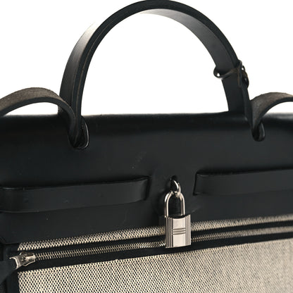 Hermes Toile H Berline Vache Hunter Herbag Zip PM 31 Black Ecru 11 of 11