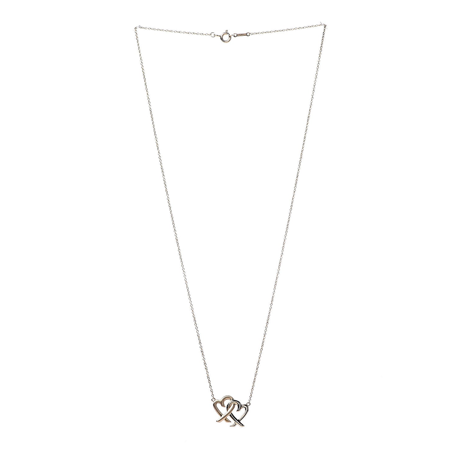 18K Yellow Gold Paloma Picasso Loving Heart Interlocking Pendant Necklace