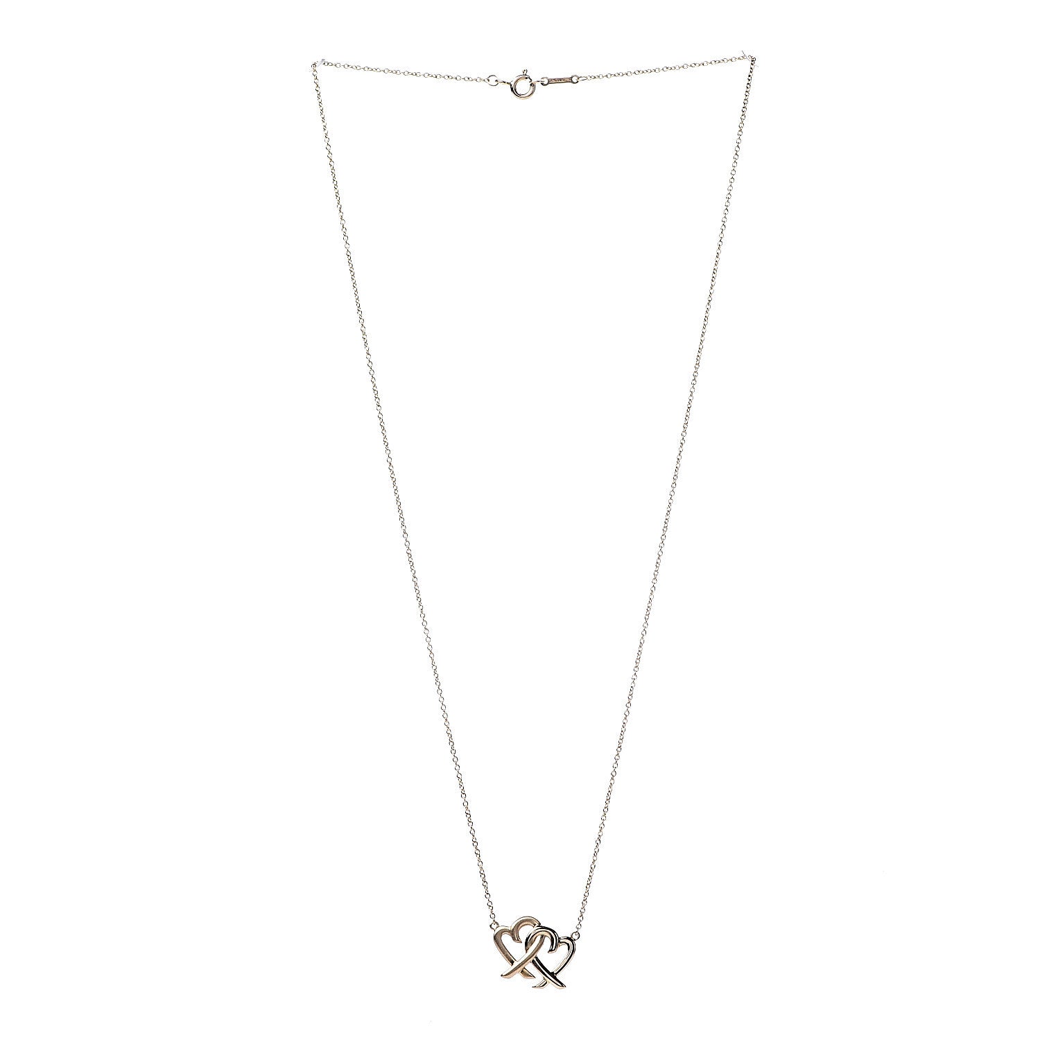 Tiffany 18K Yellow Gold Paloma Picasso Loving Heart Interlocking Pendant Necklace 3 of 6