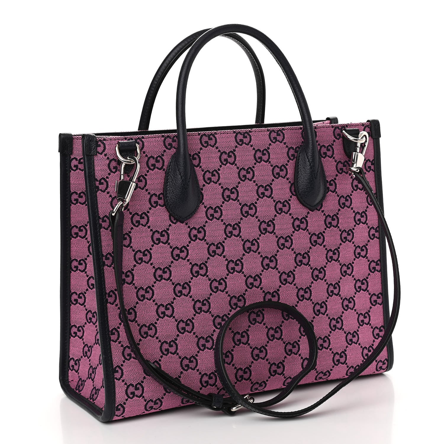 Gucci Monogram Multicolor Textured Dollar Calfskin Small Retro Interlocking G Tote Bag Pink Blue 3 of 10