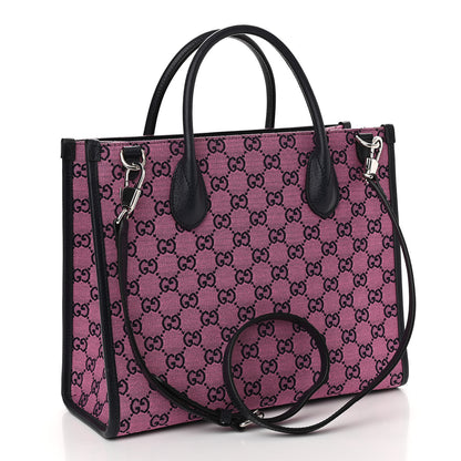 Gucci Monogram Multicolor Textured Dollar Calfskin Small Retro Interlocking G Tote Bag Pink Blue 3 of 10