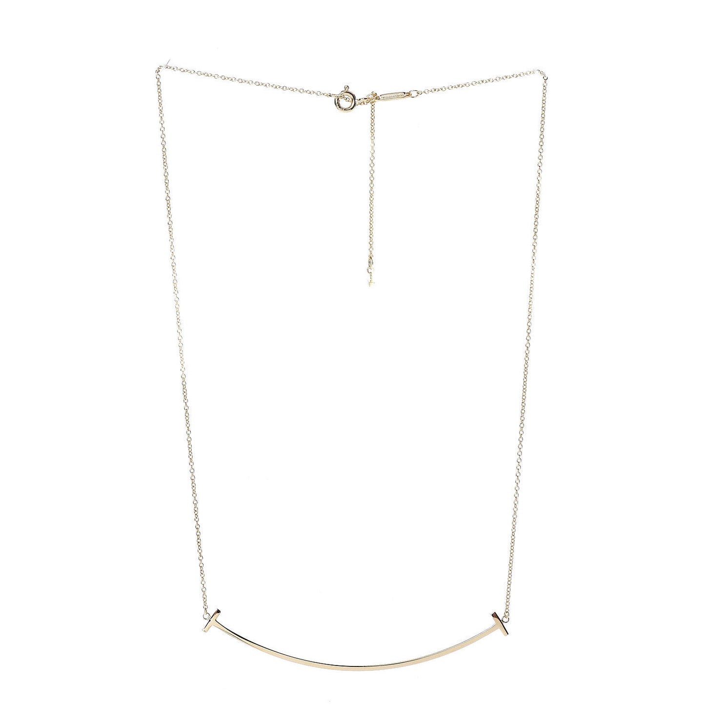 18K Yellow Gold Large T Smile Pendant Necklace