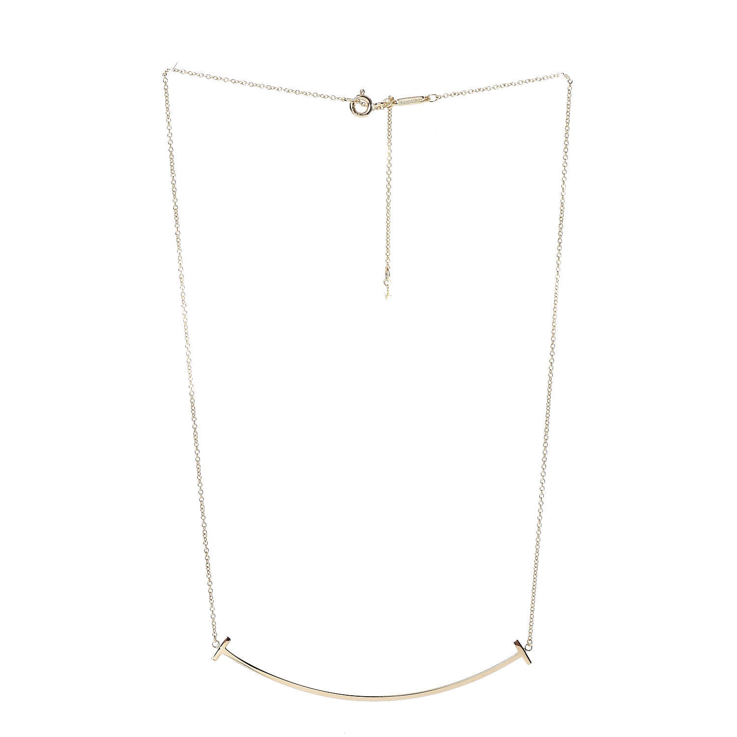 Tiffany 18K Yellow Gold Large T Smile Pendant Necklace 3 of 7