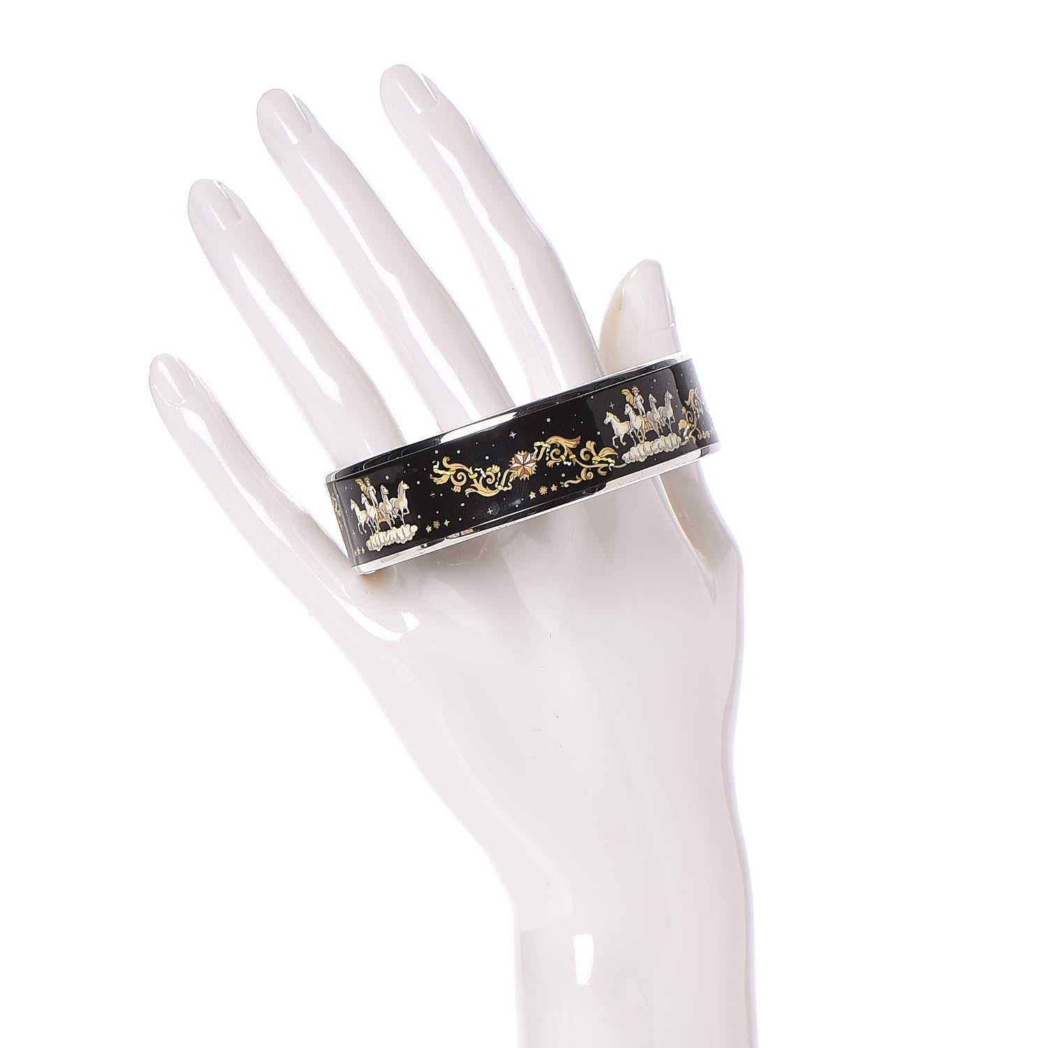 Hermes Enamel Printed Celestial Mythology Wide Bracelet 70 Black 2 of 5