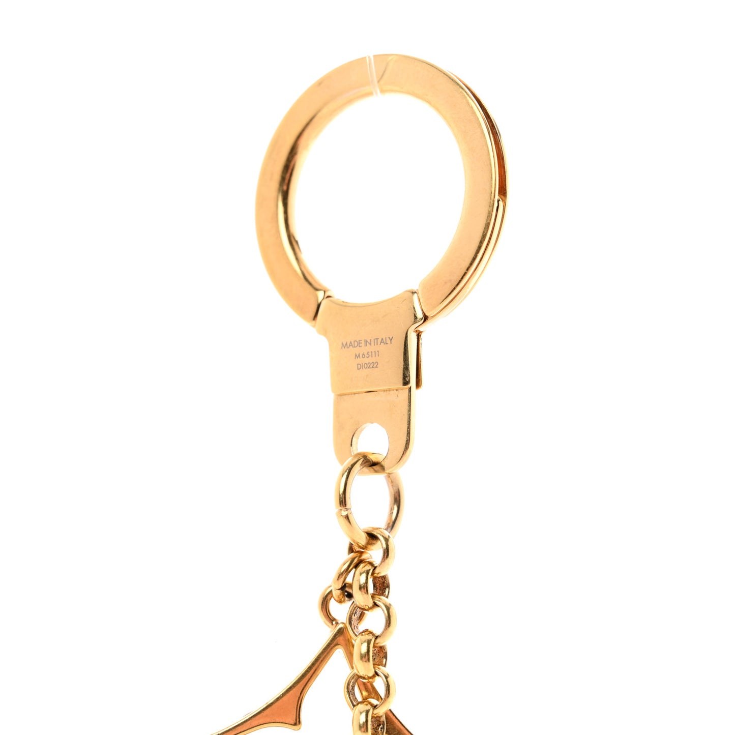 Brass Enamel Fleur De Monogram Bag Charm Chain Gold