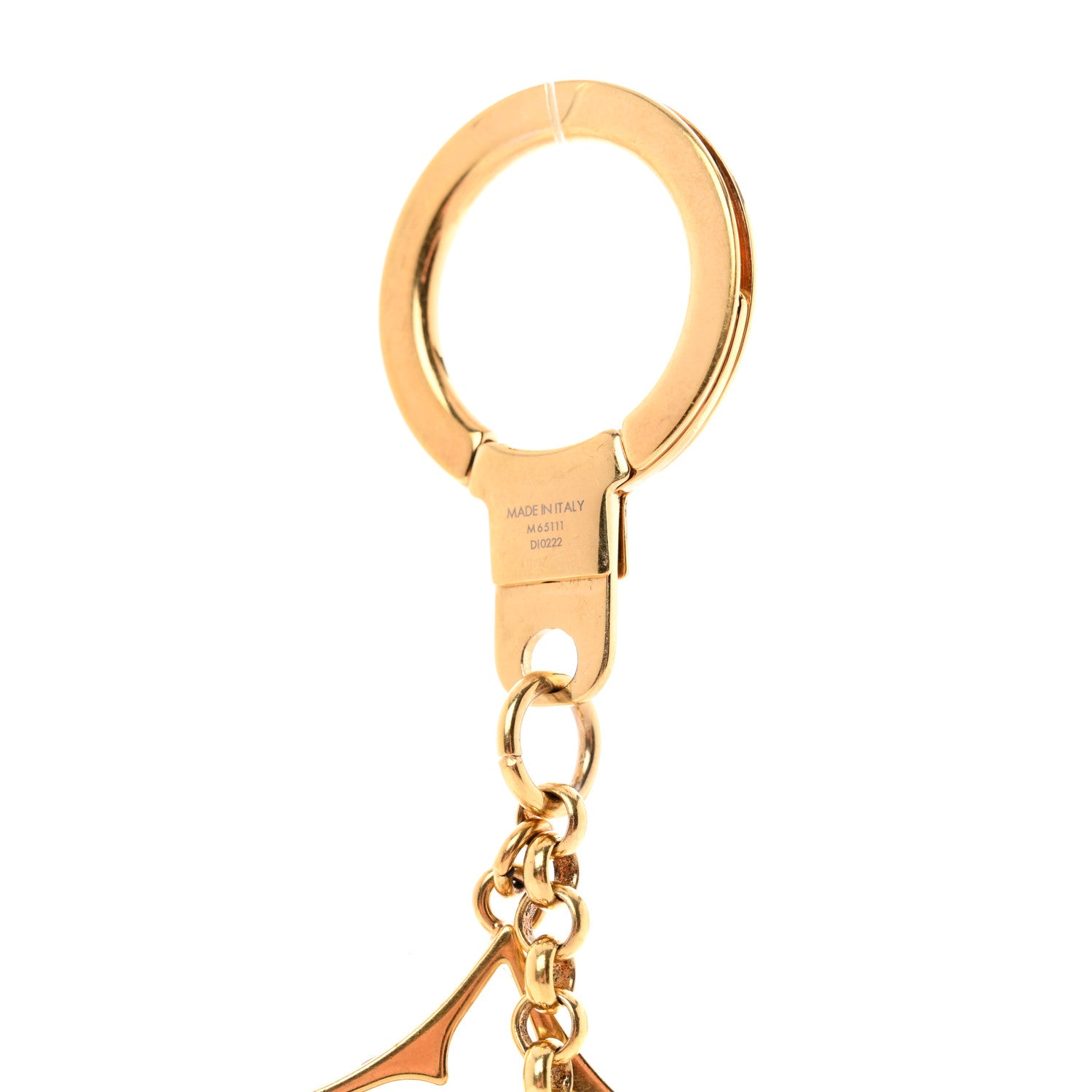 Louis Vuitton Brass Enamel Fleur De Monogram Bag Charm Chain Gold 3 of 5