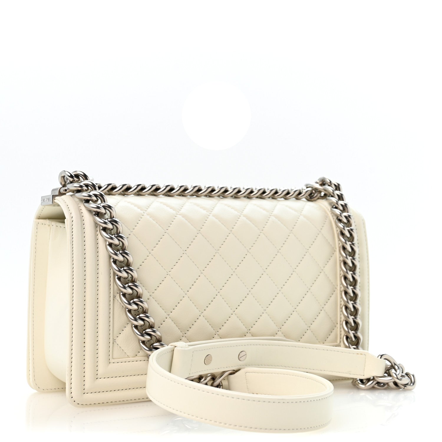 Chanel Lambskin Quilted Medium Boy Flap White 3 of 11