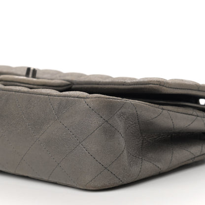 Chanel Metallic Lambskin Quilted Medium Double Flap Pewter 10 of 17