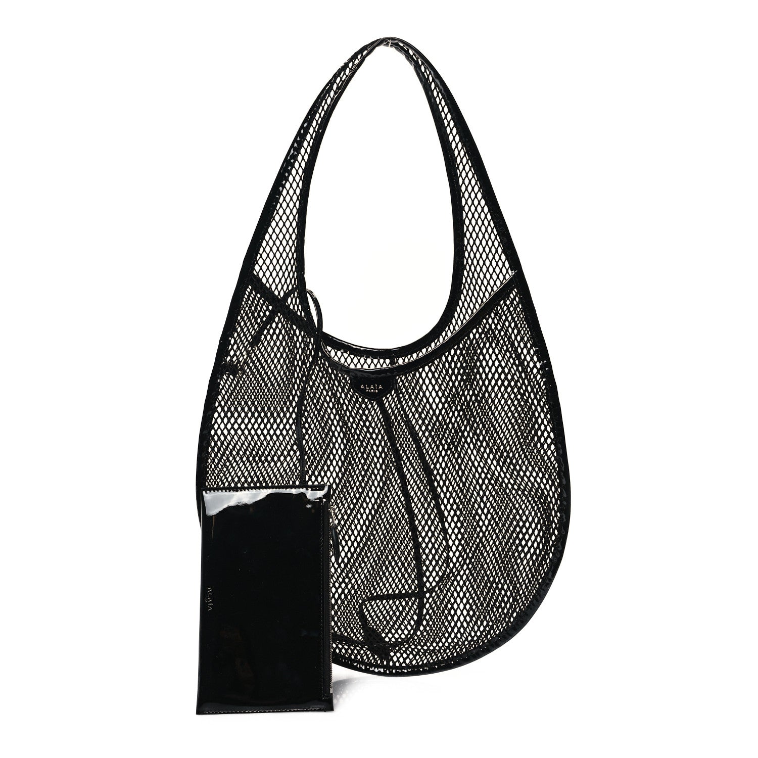 Alaia Fishnet Patent Calfskin Medium One Piece Bag Black 3 of 11