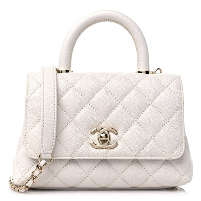 Chanel Caviar Quilted Extra Mini Coco Handle Flap White 1 of 10