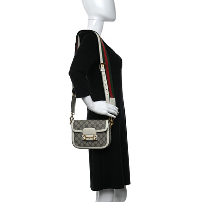Gucci GG Supreme Monogram Web Mini Horsebit 1955 Shoulder Bag Beige Mystic White 2 of 11