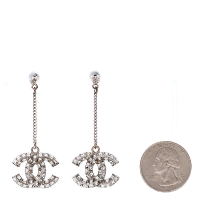 Chanel Baguette Crystal CC Drop Earrings Silver 2 of 5