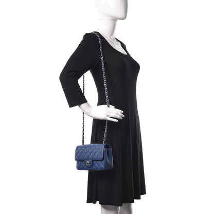 Chanel Caviar Quilted Mini Rectangular Flap Dark Blue 2 of 9