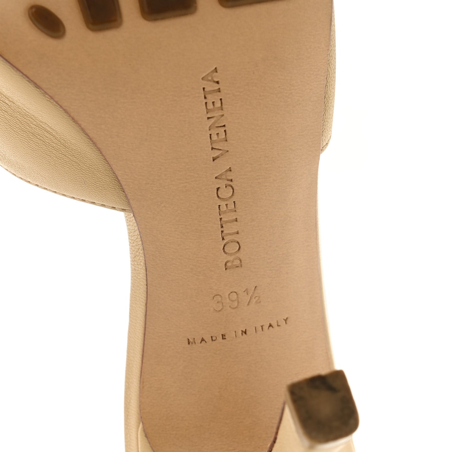 Lambskin Stretch Mule Sandals 39.5 Nude
