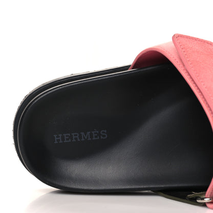 Hermes Suede Goatskin Womens Chypre Sandals 39.5 Toundra Rose Du Desert 7 of 8