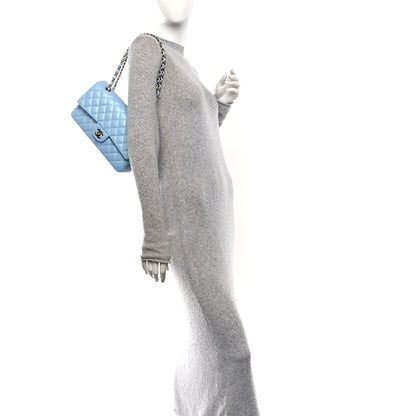 Chanel Iridescent Lambskin Quilted Medium Double Flap Light Blue 2 of 12