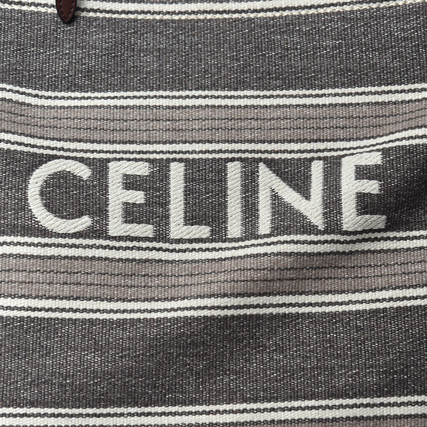 Celine Canvas Calfskin Jacquard Vertical Cabas Grey Brown 9 of 9