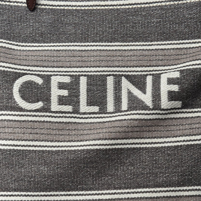Celine Canvas Calfskin Jacquard Vertical Cabas Grey Brown 9 of 9