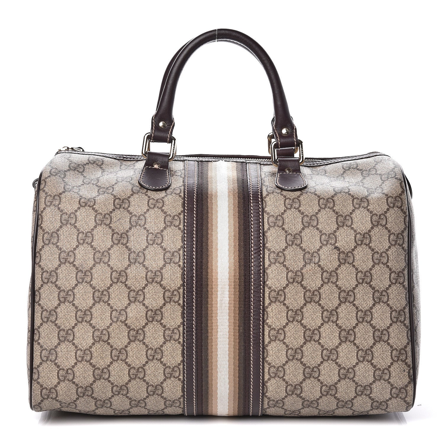 Gucci GG Plus Monogram Web Medium Joy Boston Dark Brown 1 of 14