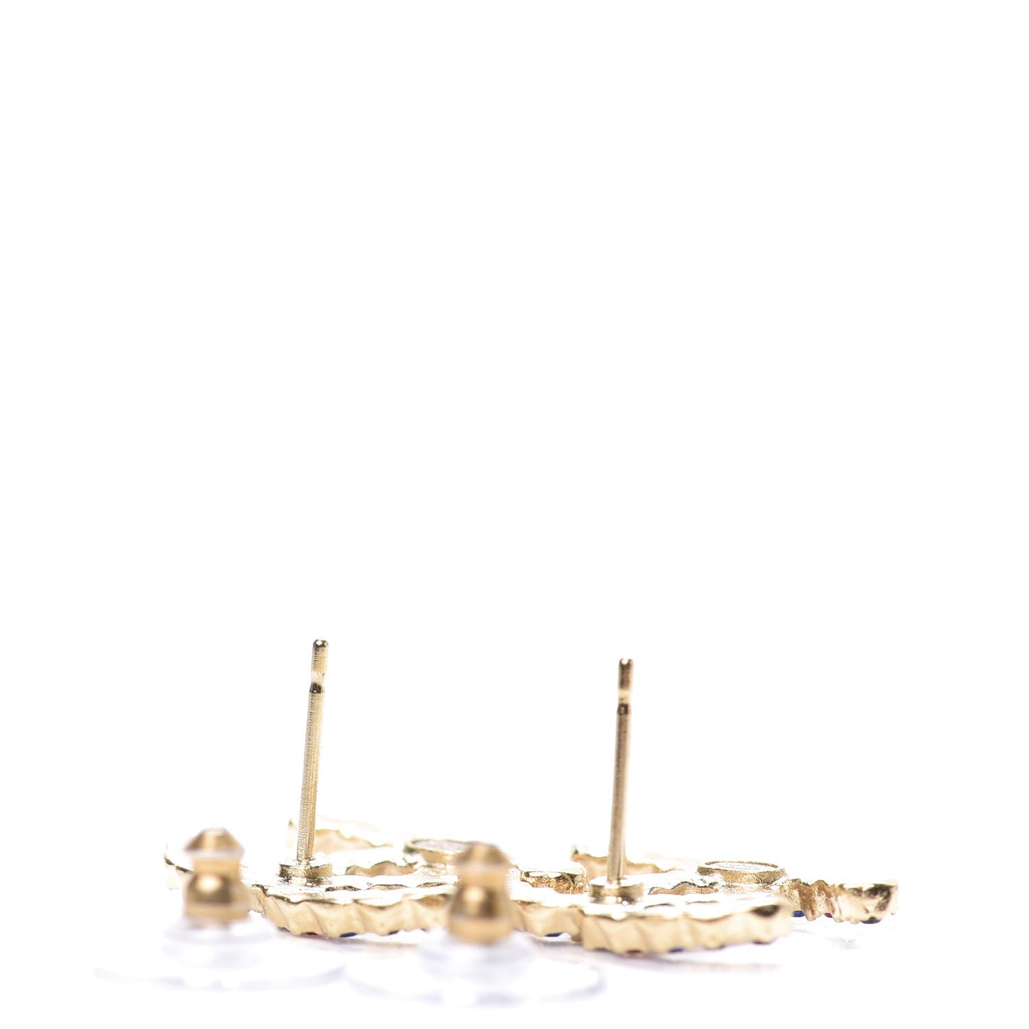 Chanel Crystal Over The Rainbow CC Earrings Gold Multicolor 3 of 4