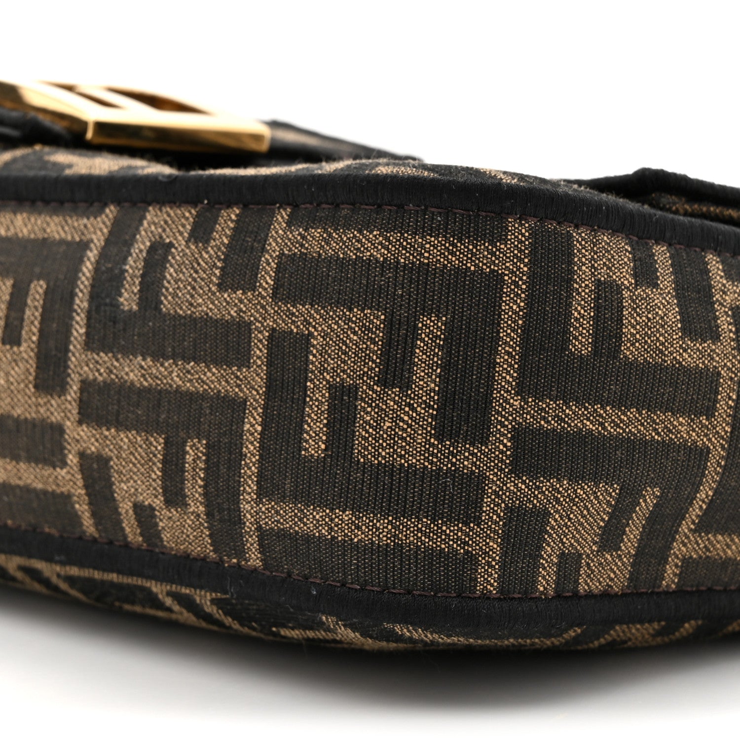 Fendi Fabric Jacquard FF 1974 Medium Baguette Tobacco Moro Black 9 of 10