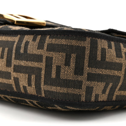 Fendi Fabric Jacquard FF 1974 Medium Baguette Tobacco Moro Black 9 of 10
