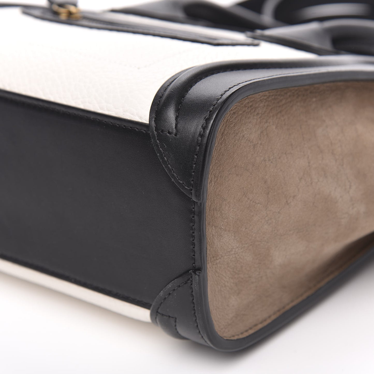 Bullhide Calfskin Suede Nano Tri-Color Luggage White