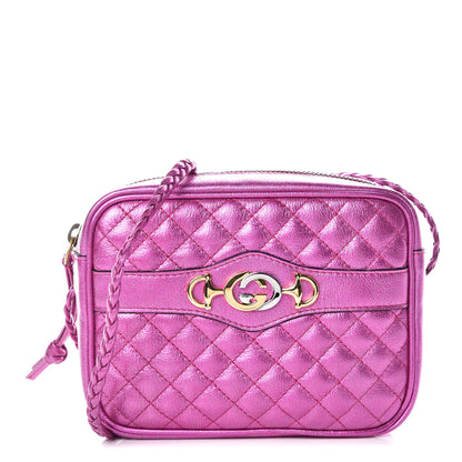 Gucci Laminated Nappa Trapuntata Mini Zumi Shoulder Bag Fuxia 1 of 10