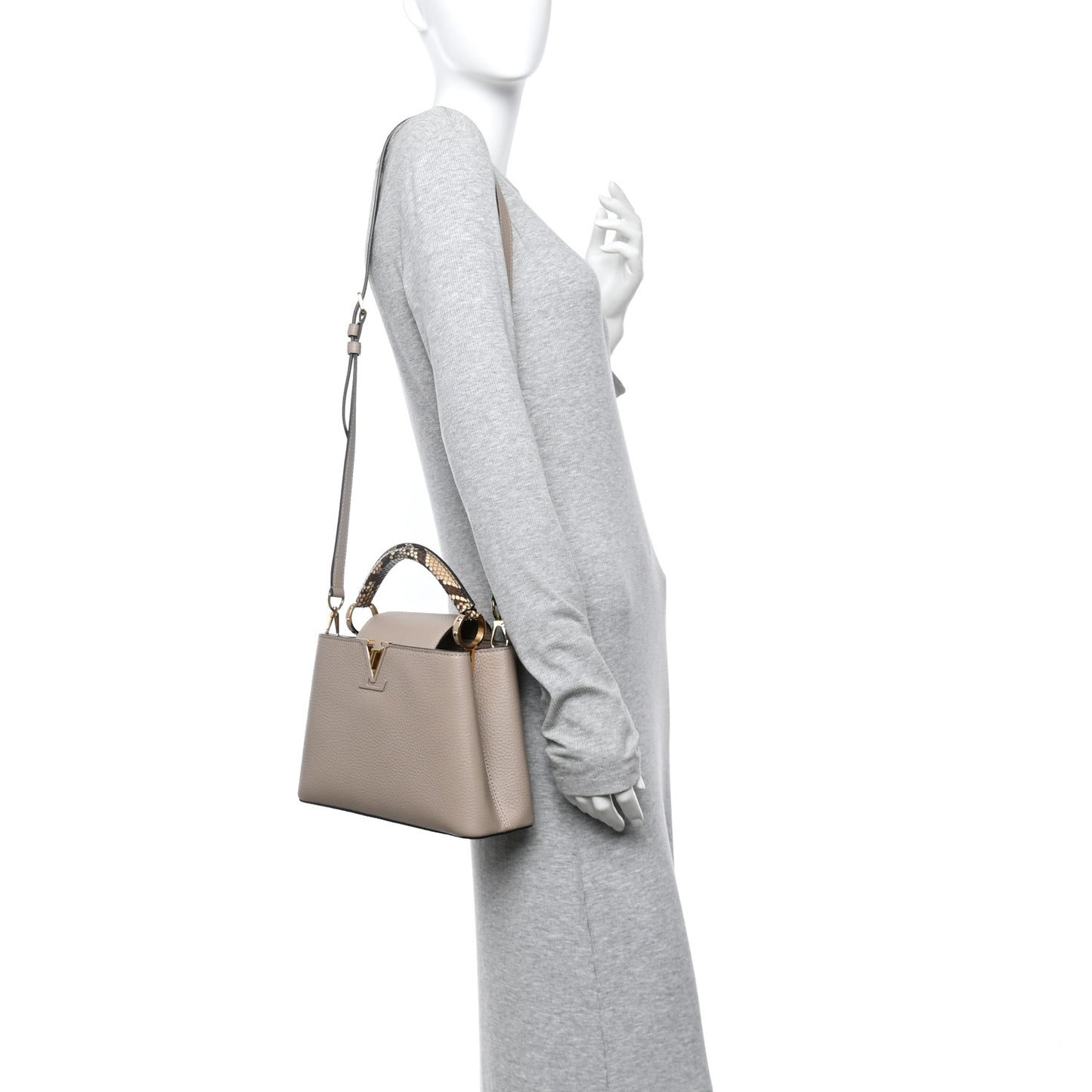 Taurillon Snakeskin Capucines BB Galet