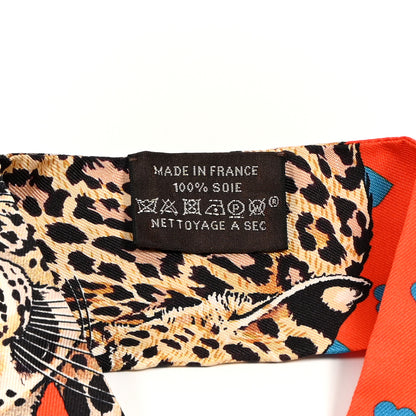 Hermes Silk Jungle Love Love Twilly Orange Bleu Brun 2 of 3