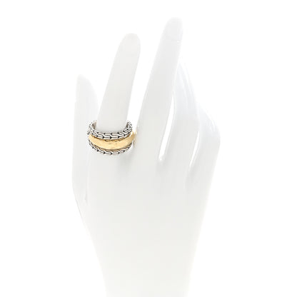 John Hardy Sterling Silver 18K Yellow Gold Classic Chain Hammered 3-Row Ring 58 8.25 2 of 5