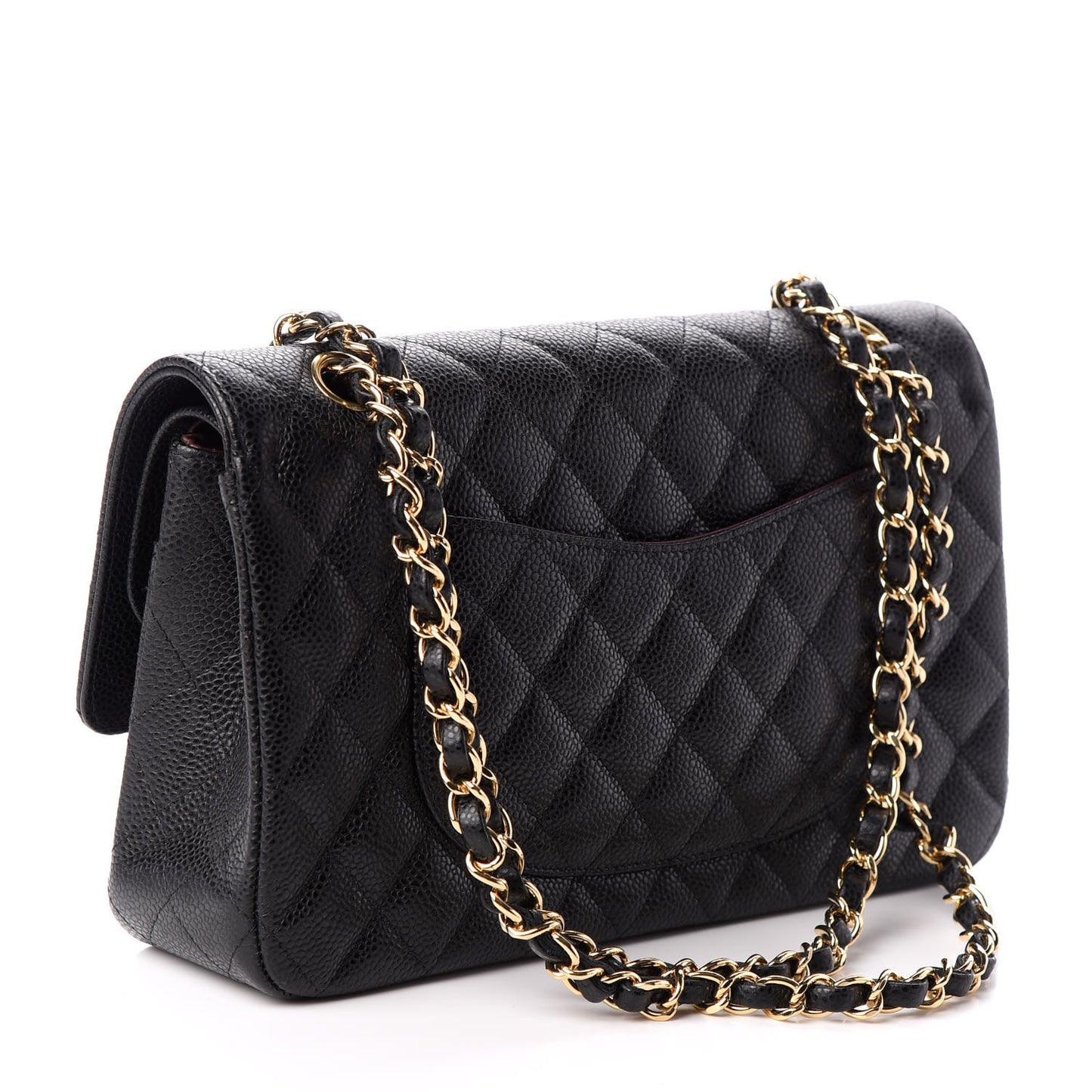 Caviar Quilted Medium Double Flap Black
