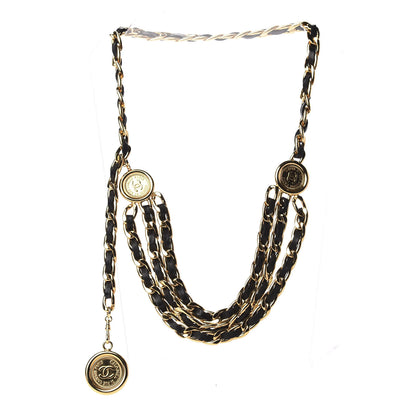 Chanel Lambskin Chain CC Medallion Belt Black Gold 1 of 5
