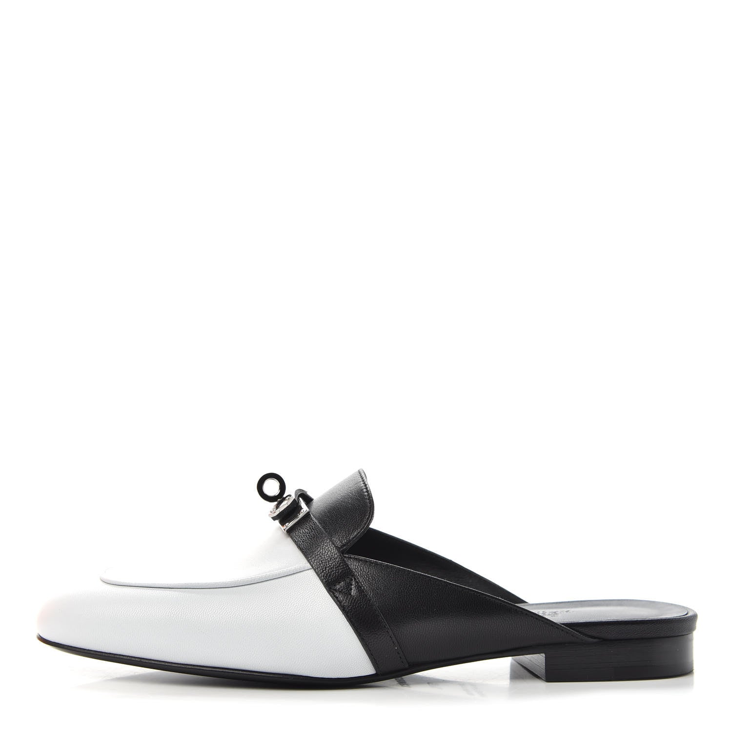 Hermes Goatskin Bi-Color Oz Mules 37.5 White Black 1 of 10