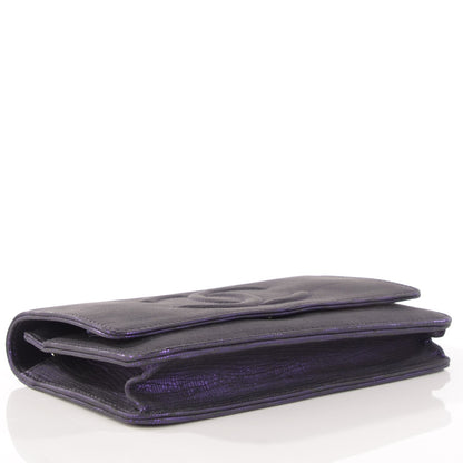Chanel Iridescent Stamped Calfskin Timeless Wallet on Chain WOC Purple 4 of 9