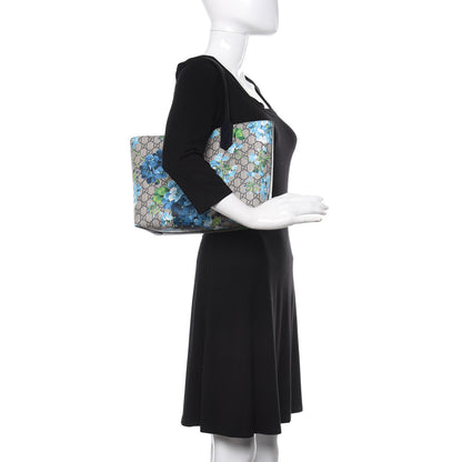 Gucci GG Supreme Monogram Blooms Small Reversible Tote Beige Blue Navy 2 of 9
