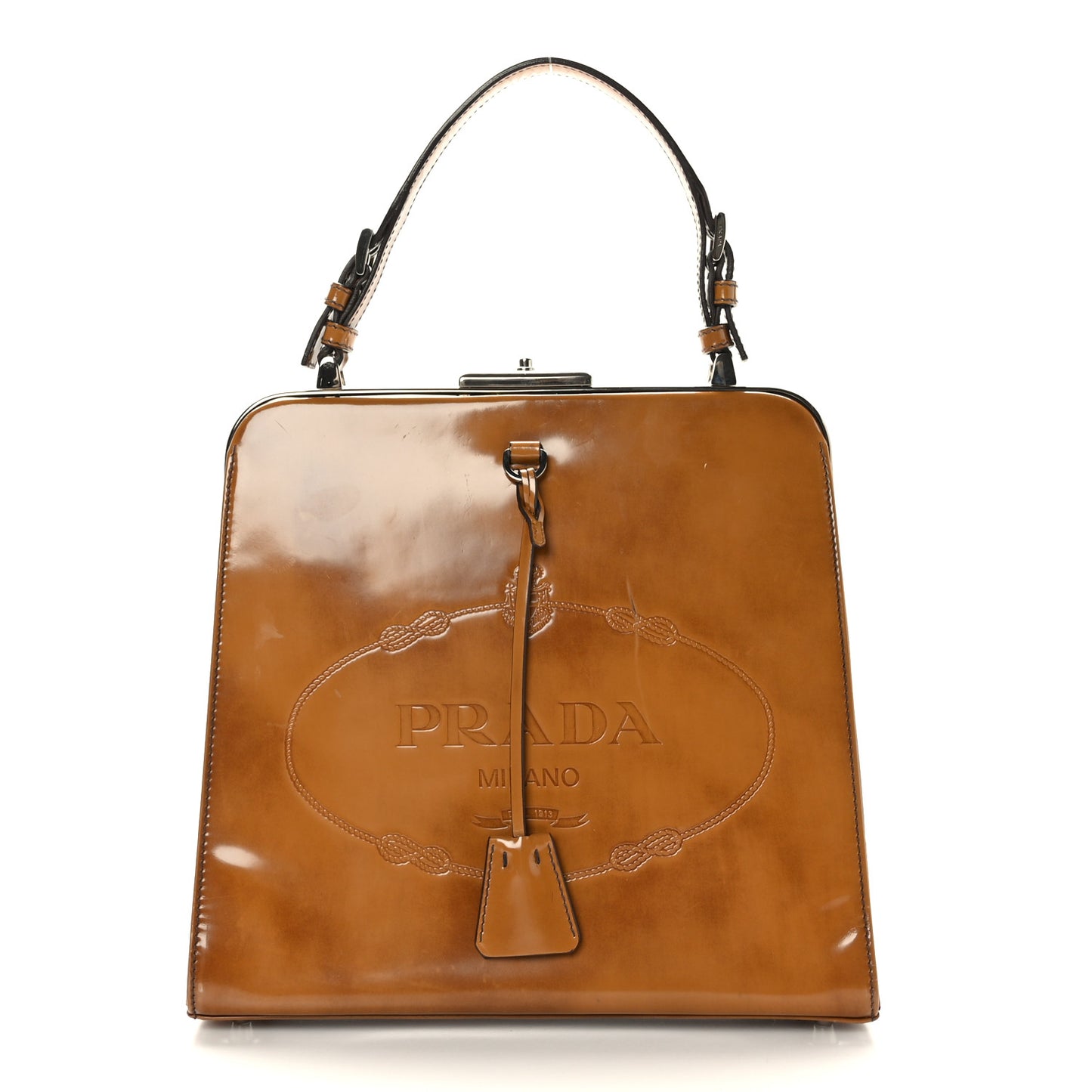 Spazzolato Logo Print Framed Bag Ambra