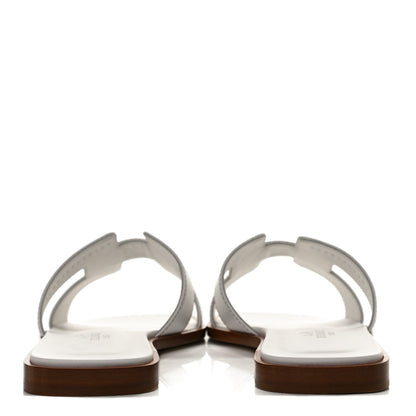 Hermes Box Calfskin Oran Sandals 37 White 6 of 10