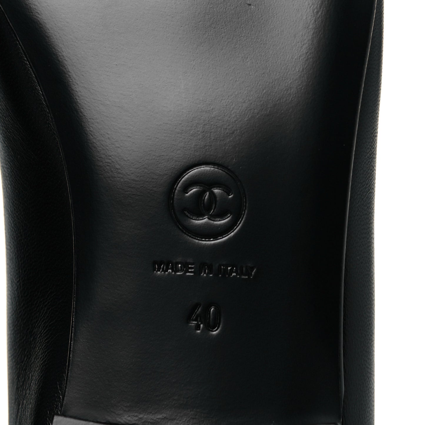 Lambskin Patent Cap Toe Ballerina Flats 40 Black