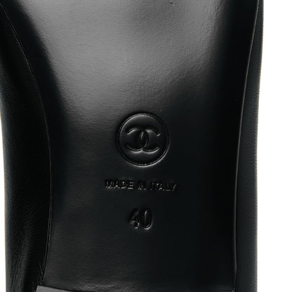 Chanel Lambskin Patent Cap Toe Ballerina Flats 40 Black 6 of 7