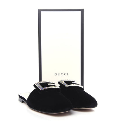 Gucci Velvet Crystal Square G Madelyn Slippers 41 Black 11 of 11