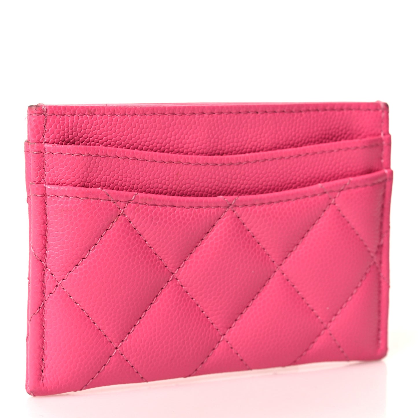 Caviar Quilted Card Holder Dark Pink