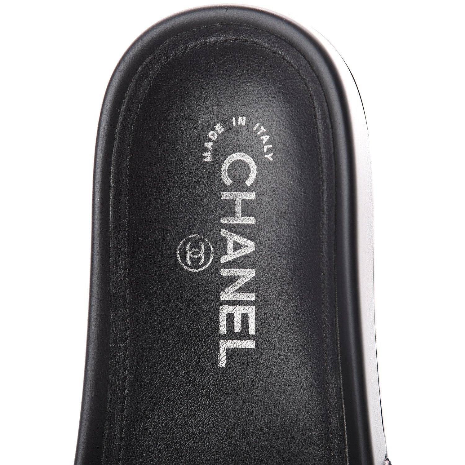 Chanel Tweed Lambskin Chain Flat Sandals 36 Black Multicolor 6 of 7