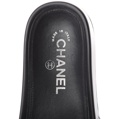 Chanel Tweed Lambskin Chain Flat Sandals 36 Black Multicolor 6 of 7