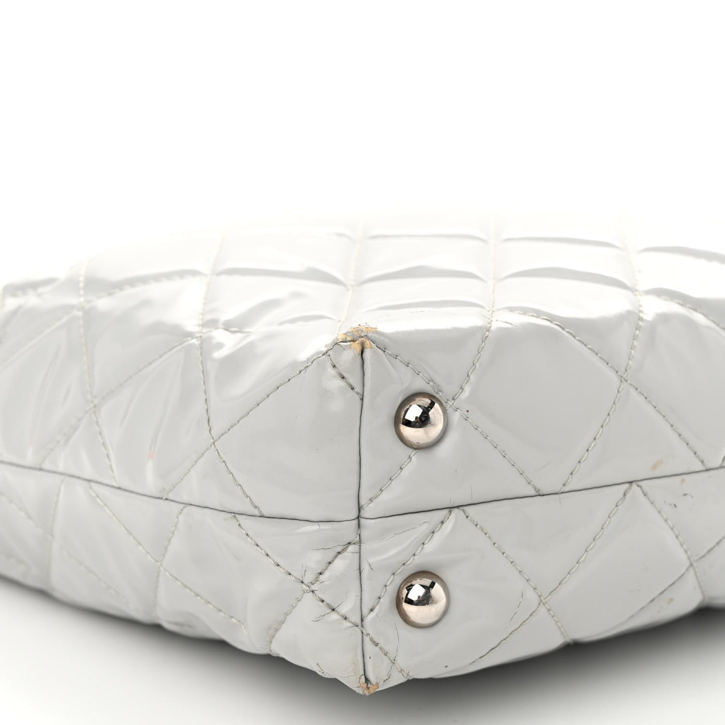 Vinyl Quilted In The Business North South Tote Light Grey