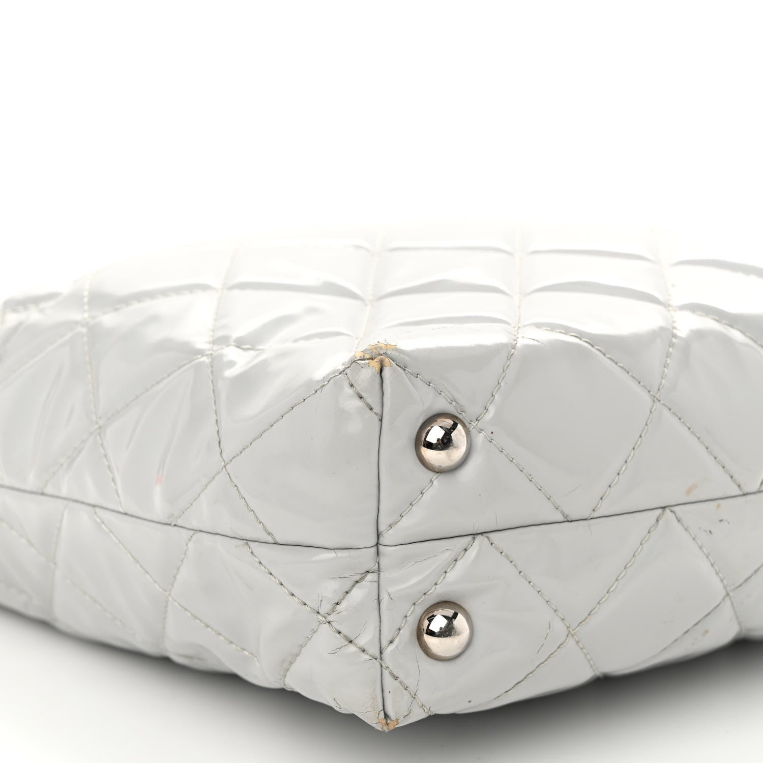 Chanel Vinyl Quilted In The Business North South Tote Light Grey 8 of 13