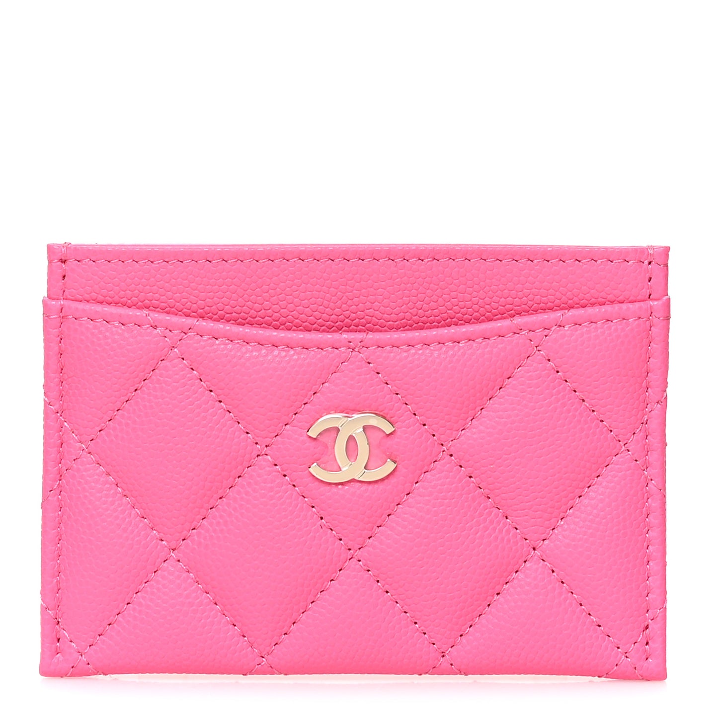 Caviar Quilted Card Holder Pink