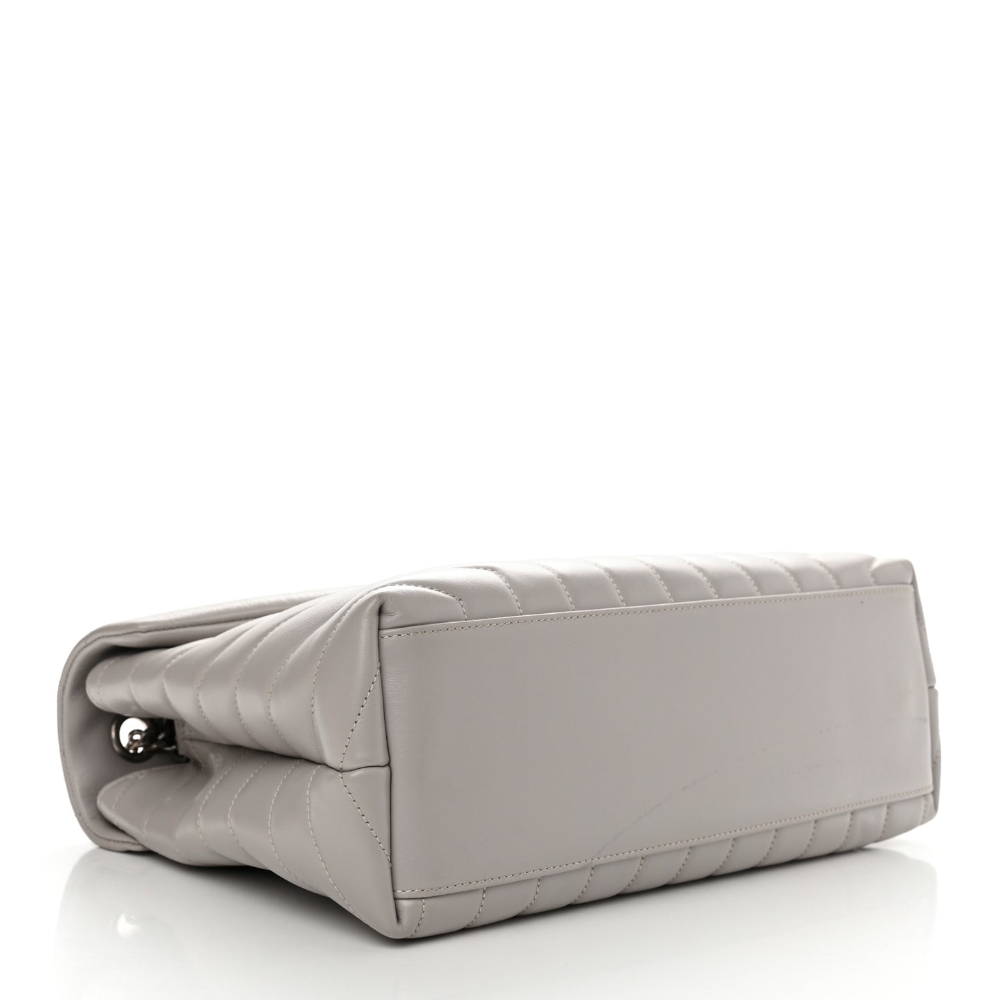 Calfskin Y Quilted Monogram Medium Loulou Chain Satchel Light Gray