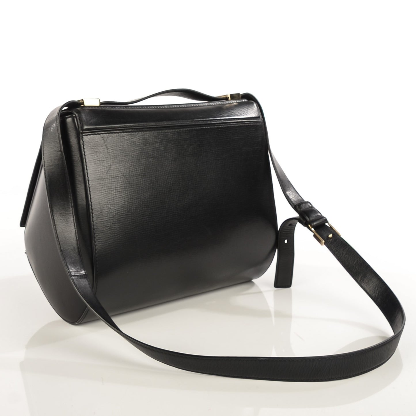 Textured Calfskin Medium Pandora Box Crossbody Bag Black