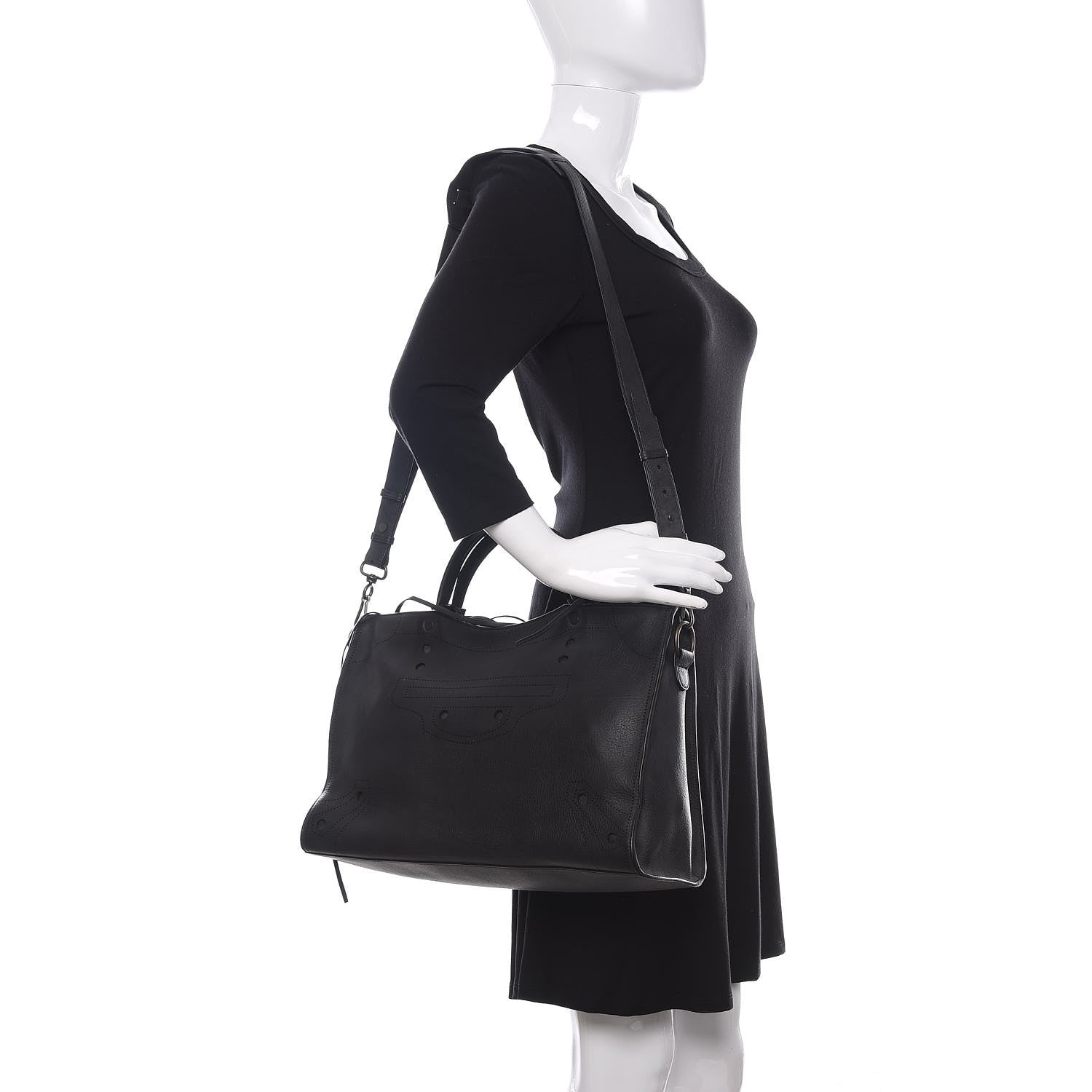 Balenciaga Veau Grana Perforated Blackout Hardware City Black 2 of 10